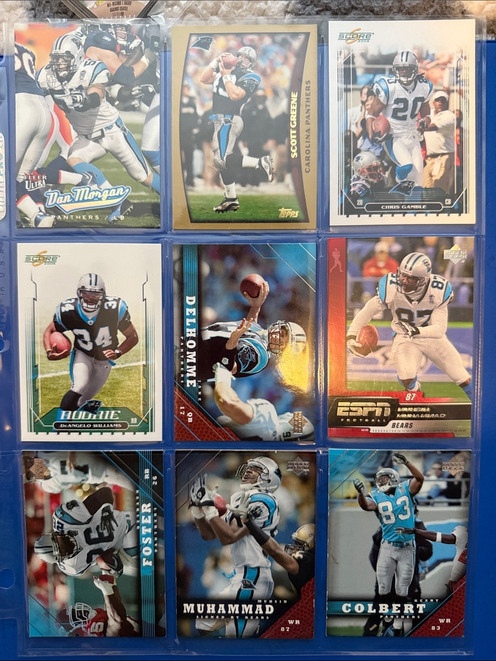 Carolina Panthers Football Trading Cards - Blue Collector Sleeve Set